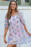 Babydoll Sequin Floral Dress