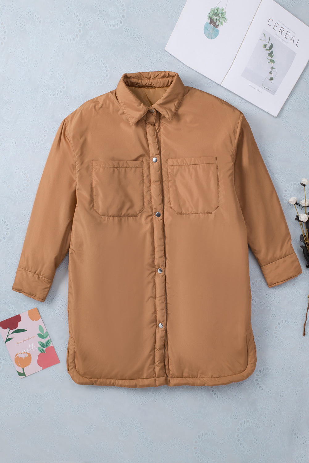 Button Down Padded Jacket with Pockets