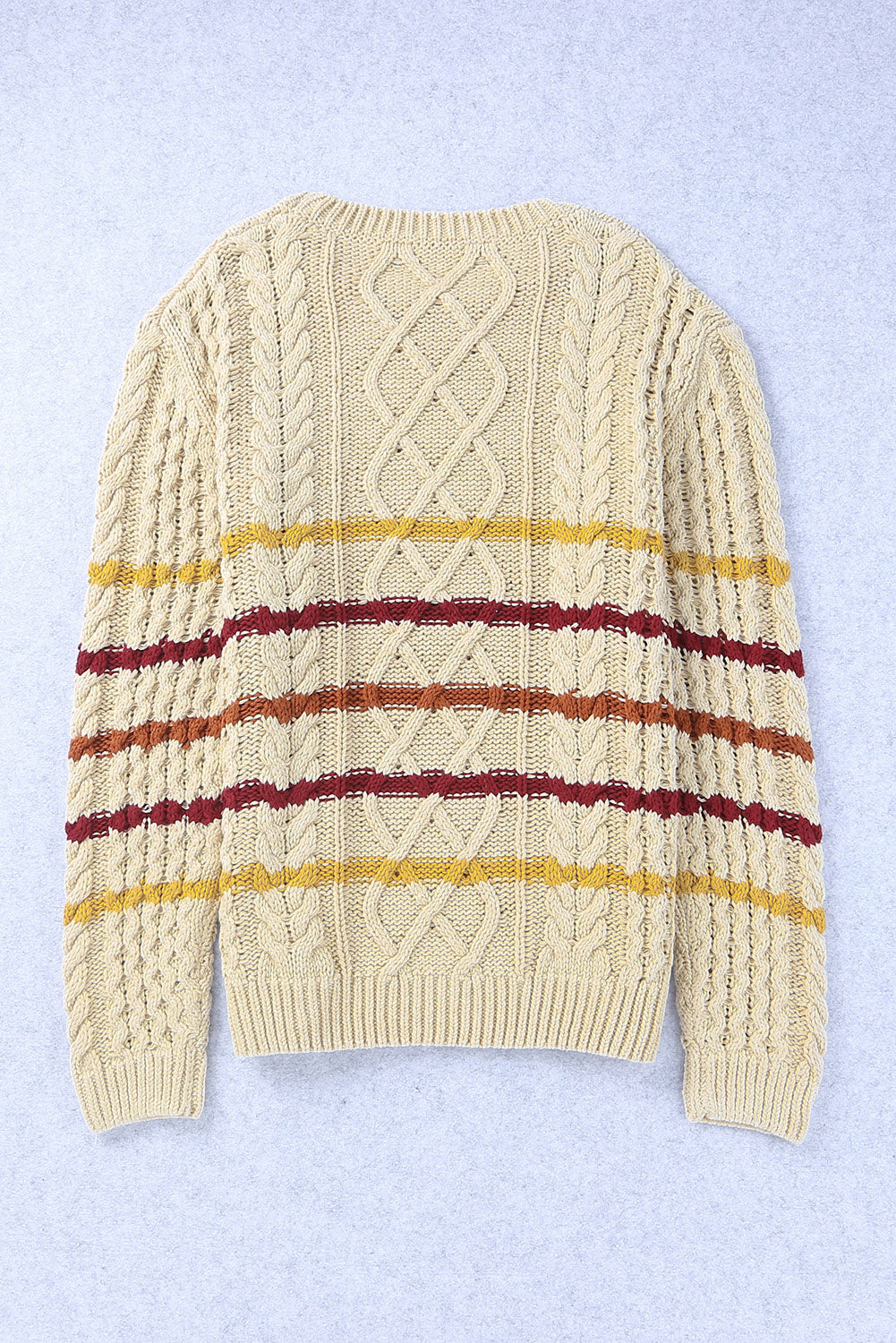 Striped Color Block Textured Knit Pullover Sweater