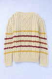 Striped Color Block Textured Knit Pullover Sweater