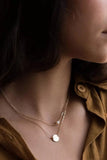 Disc Pearl Pendant Dual-Layered Necklace