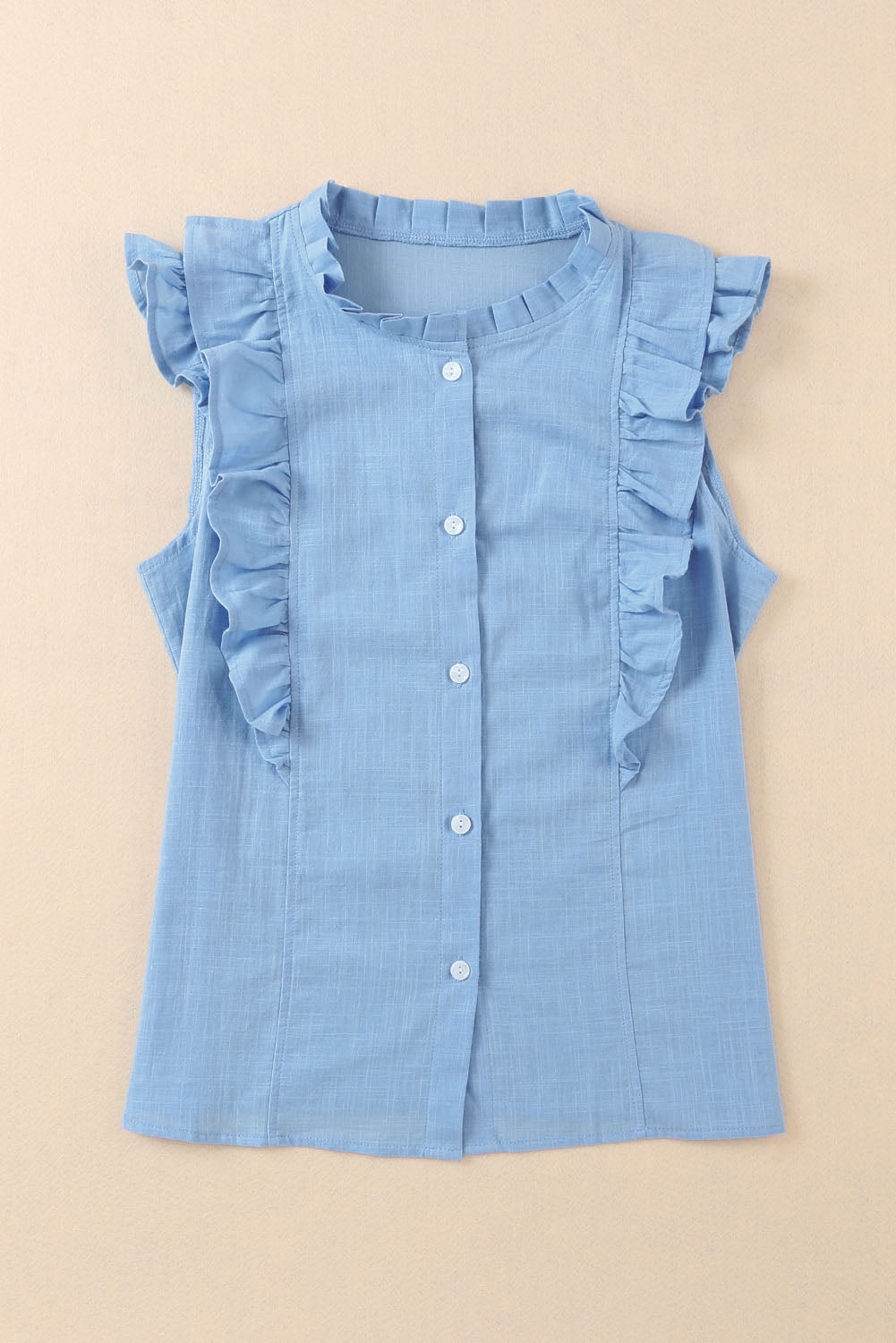 Ruffle Trim Soft Lightweight Sleeveless Shirt