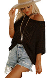 Fishnet Knit Ribbed Round Neck Short Sleeve Sweater Tee