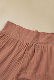 Pink Textured High Waist Wide Leg Plus Size Pants