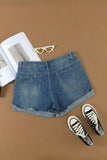 Distressed Ripped Rolled Hem Denim Shorts