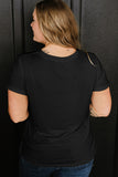 Black Solid Color Crew Neck Tee