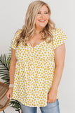 Haut Nuisette Floral Jaune Grande Taille