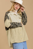 Leopard Patchwork High Low Shirt Jacket