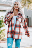 Turn down Neck Plaid Pocket Button Closure Coat