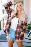 Oversized Flap Pockets Plaid Shacket with Slits