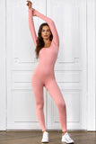 Scoop Neck Long Sleeve Seamless Yoga Jumpsuit