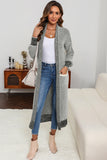 Gray Textured Knit Pocketed Duster Cardigan