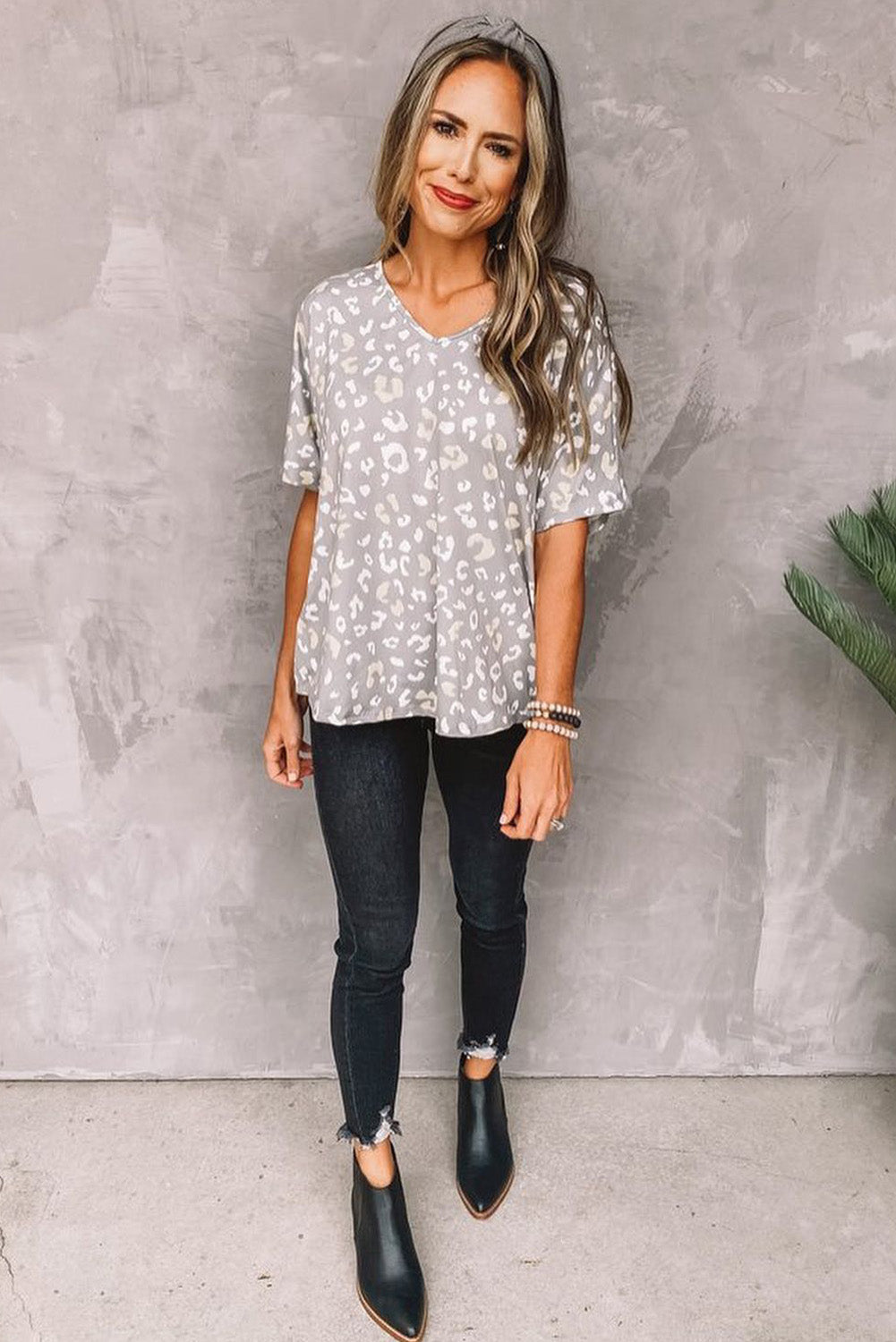 Leopard Spots Print Loose T Shirt