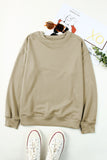 Orange Plain Crew Neck Pullover Sweatshirt