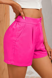 Front Buttons Pleated Tailored Shorts