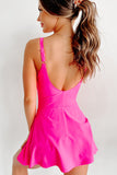 Open Back Side Split Seamed One-piece Swim Dress