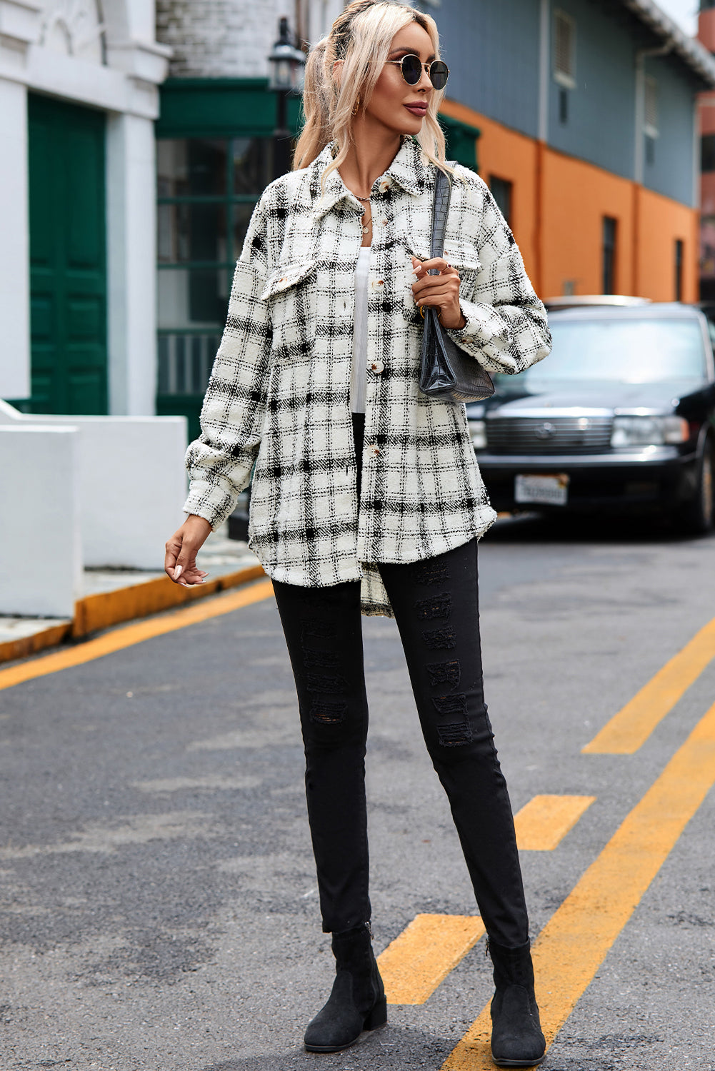 Oversized Plaid Pattern Flannel Shacket