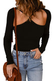 Strappy Hollow-out Long Sleeve Knit Top