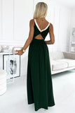 Glitter Trim Cutout Strapless Slit Party Dress