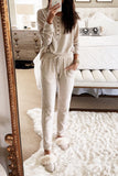 Plus Size Long Sleeve Henley Top Drawstring Pants Outfit