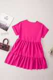 Fresh and sweet V-neck solid color large swing casual skirt dress