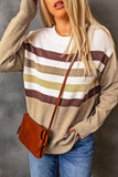 Crew Neck Striped Long Sleeve Sweater