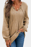 Casual Pleated V Neck Textured Loose Top