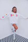 Glitter Howdy Patch Graphic Casual Sweatshirt