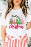 White Merry Christmas Holiday Vibe Graphic Crewneck T Shirt