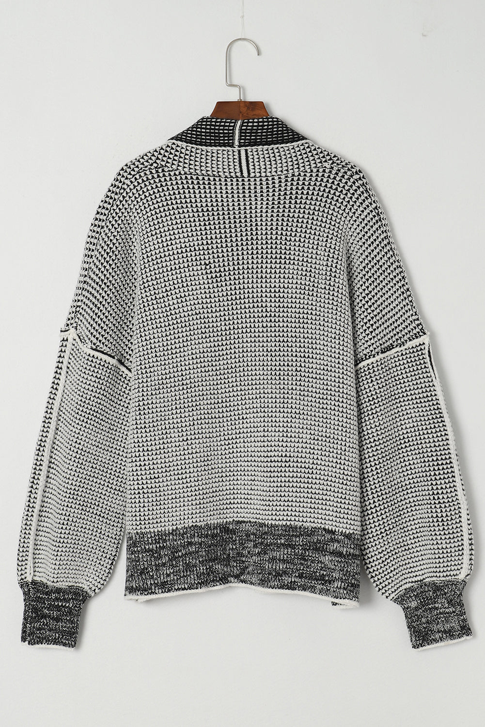 Gray Textured Knit Pocketed Duster Cardigan