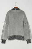 Cardigan gris à poches en tricot texturé