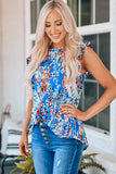 Floral Print Tank Top with Ruffles