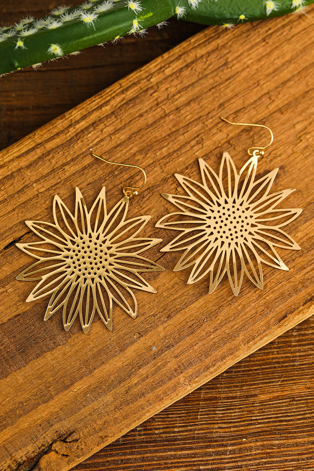 Hollow-out Sunflower Hook Earrings