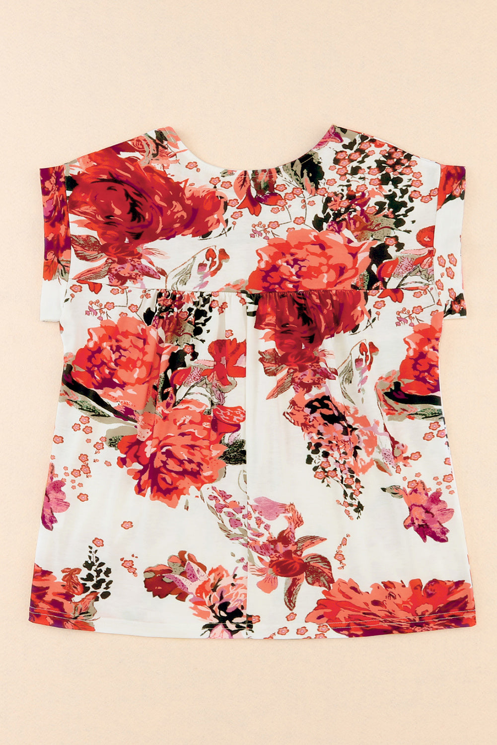 Floral Short Sleeve Round Neck Blouse