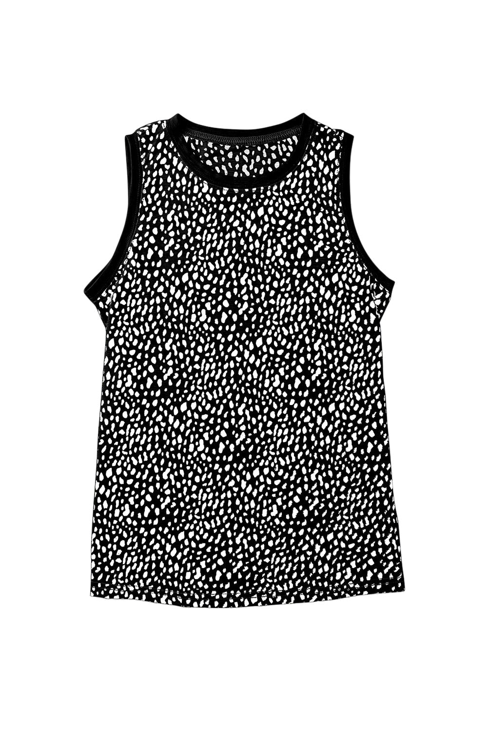 Red Leopard Print Round Neck Tank Top