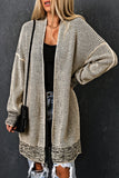 Cardigan gris à poches en tricot texturé