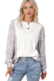 Splicing Dolman Sleeve Contrast Henley Top