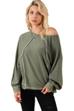 Exposed Seam Patchwork Dolman Sleeve Top