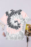 T-shirt gris tie-dye à manches raglan grande taille