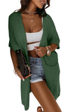 Khaki Pocketed Knit Dolman Sleeve Cardigan