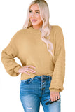 Hollowed Bubble Sleeve Knit Sweater