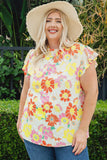 Plus Size Mock Neck Ruffle Sleeve Floral Blouse