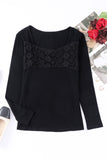 Lace Crochet V Neck Long Sleeve Top