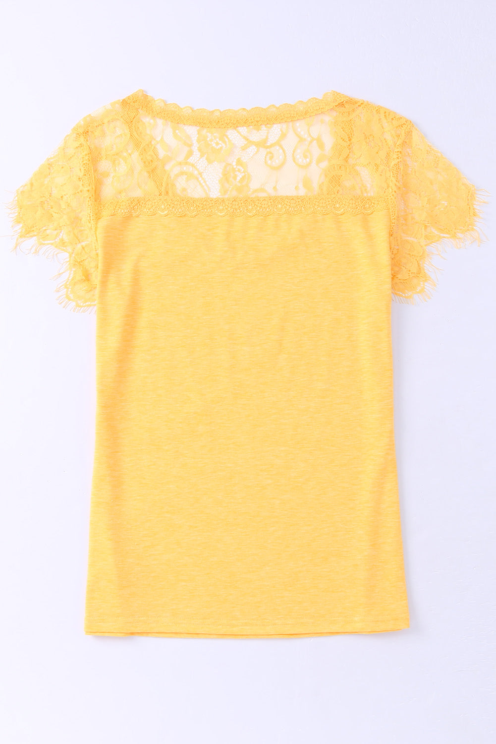 Lace Crochet Short Sleeve U Neck T Shirt