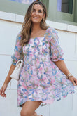 Babydoll Sequin Floral Dress