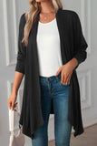 Cardigan doux noir uni ouvert sur le devant