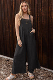 Brown Striped Pleated Wide Leg Pocketed Jumpsuit