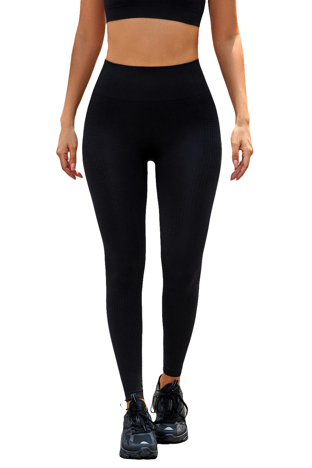 Pantalon de yoga taille haute noir gainant le ventre