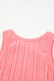 Cable Knit Ribbed Trim Sleeveless Crop Top