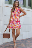 Ruffle Trim Tiered Sleeveless Floral Mini Dress